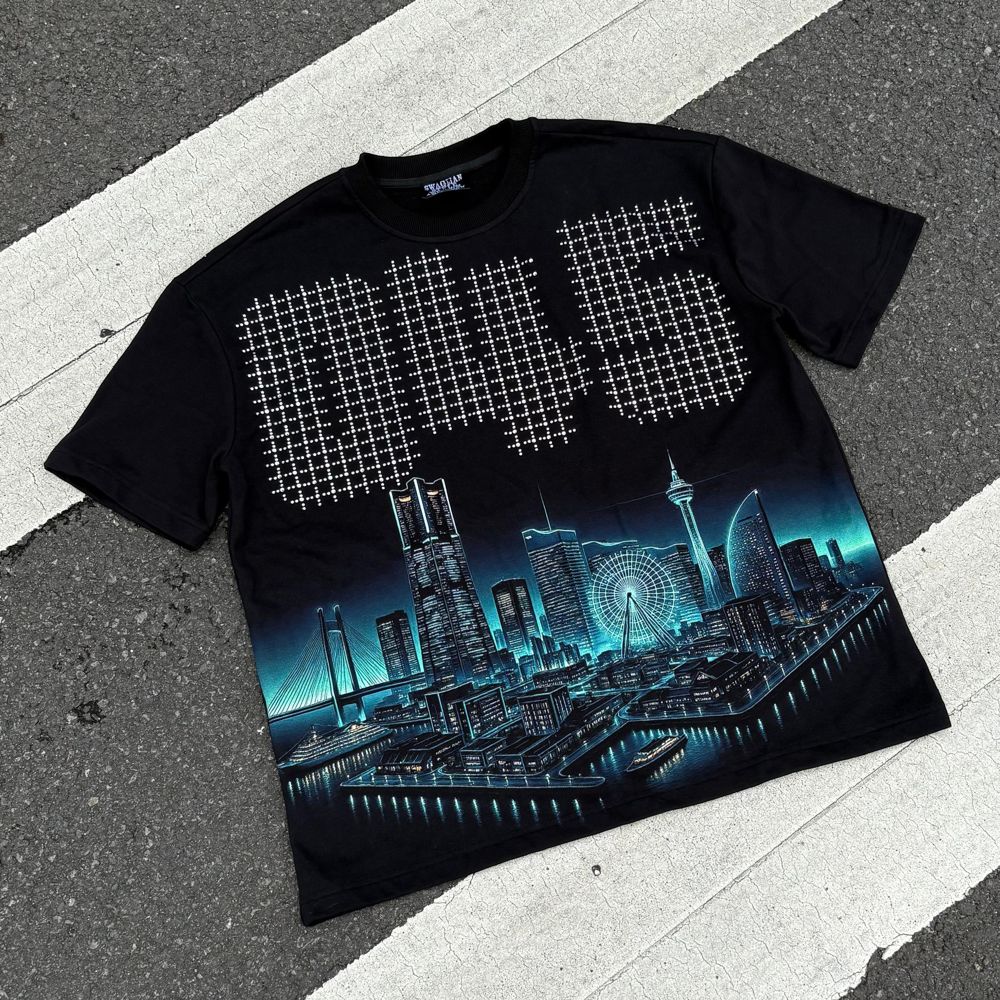 Custom T-Shirt in French Terry 250GSM with 100% Cotton, 250GSM, DTG printing, Rhinestone manufactured by Huaxing Apparel
