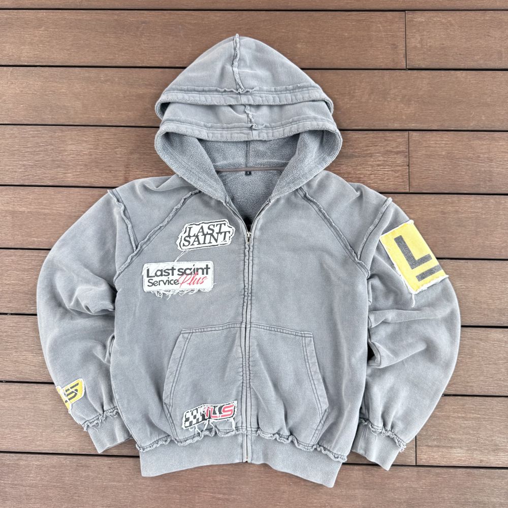 Custom Zip Hoodie in Brushed Fleece 370GSM with Double-layer hood, DTG printing, Appliqué embroidery, Sand wash effect manufactured by Huaxing Apparel