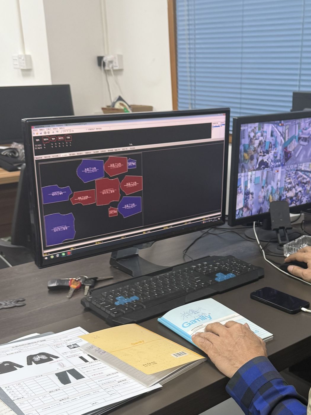 Embroidery digitizing and tech pack development at Huaxing Apparel factory in Dongguan, China