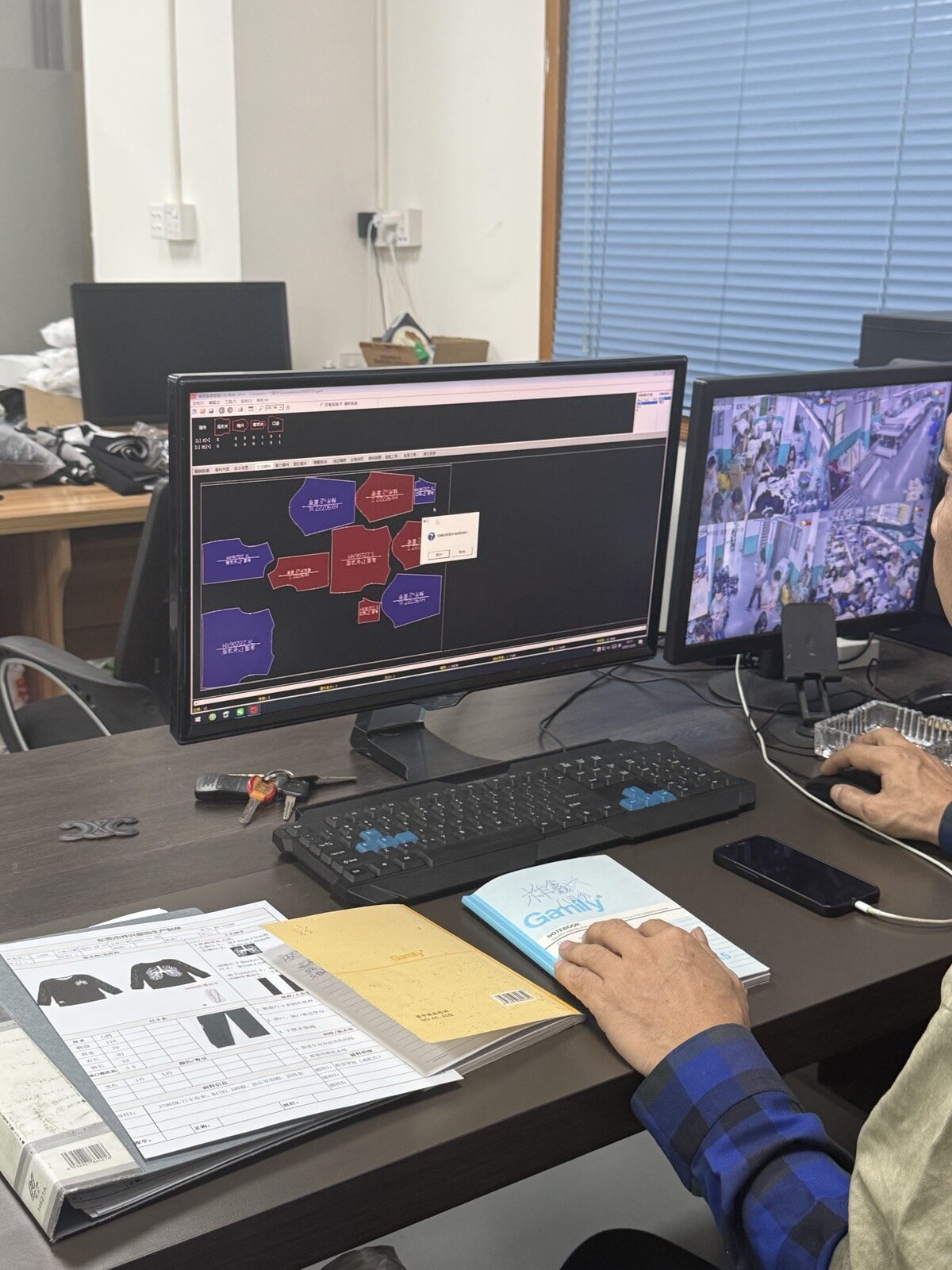 Sample room pattern making and pre-production sampling at Huaxing Apparel